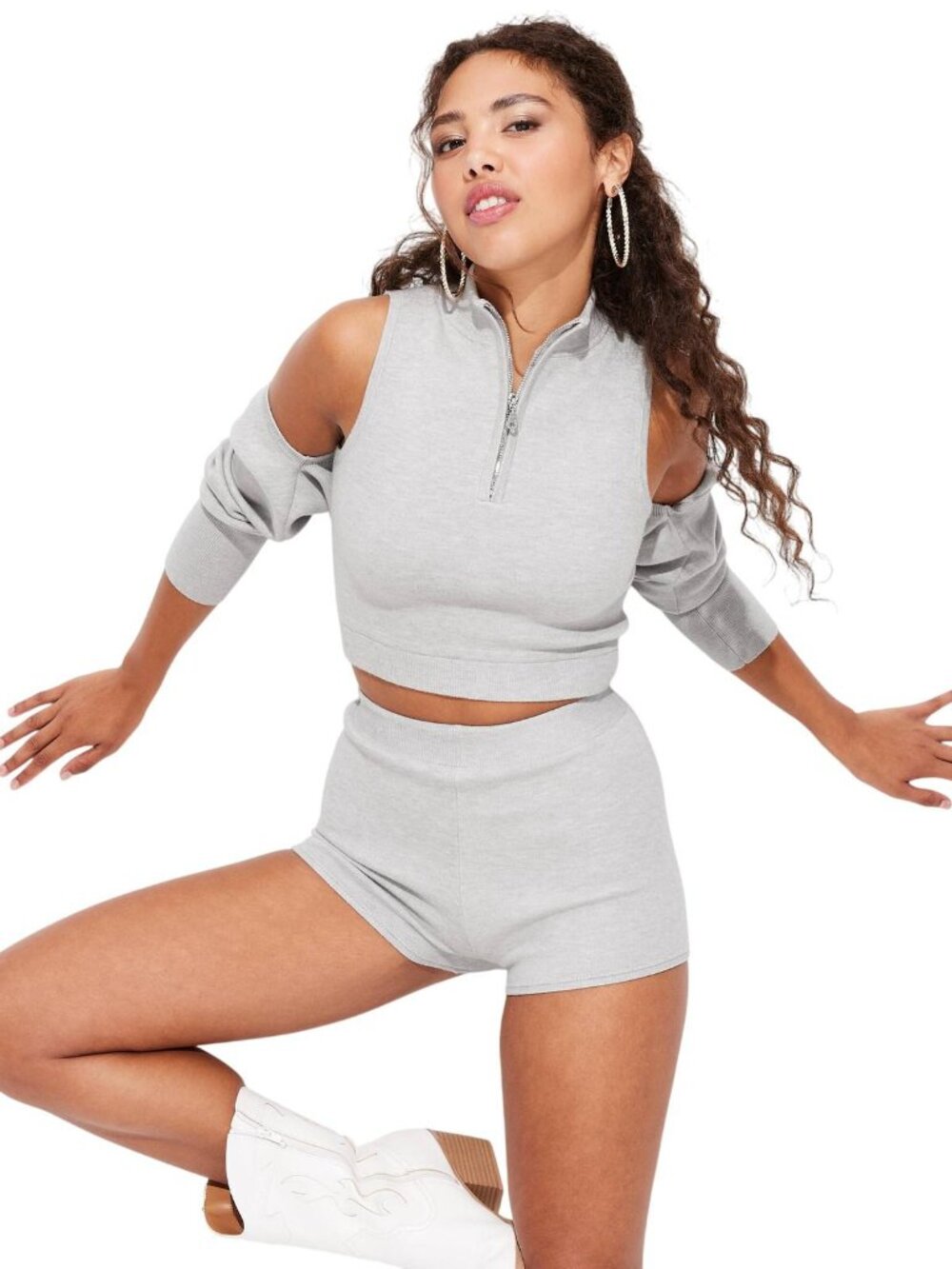 NWT Wild Fable Womens Mock Turtle Neck Zip Sweater Tank 91030442 Heather Gray XS